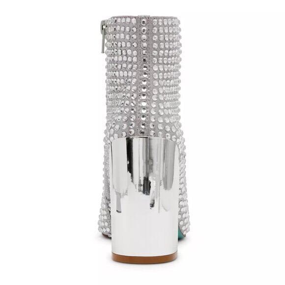 NEW  BETSEY JOHNSON Colby Bedazzled Booties in silver for women 725 4j2 - Picture 3 of 6